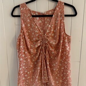 Melrose and Market Coral Ruched Sleeveless Blouse